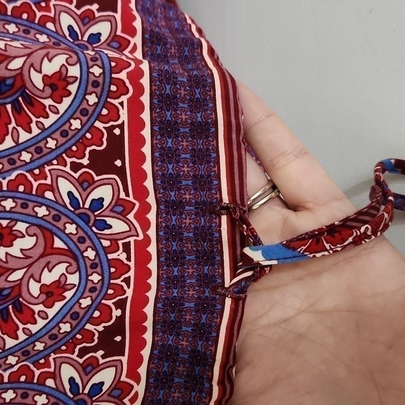 Crosby Boho Paisley Tie Gathered Waist Long Sleeve Blouse Women's M Fall - Picture 10 of 12